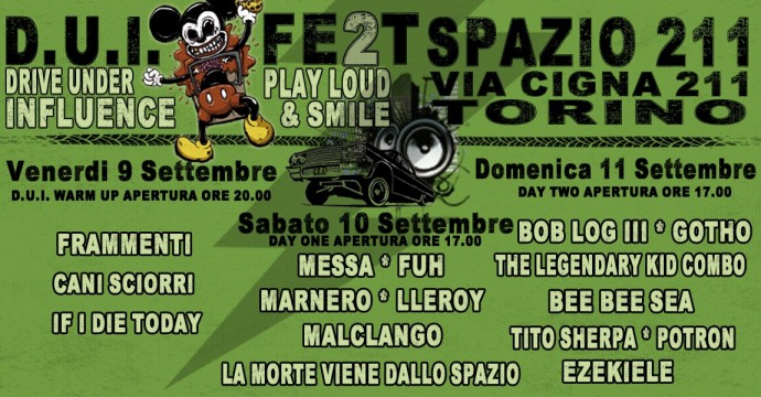 D.U.I. Fest torna con la II edizione dal 9 all'11 settembre: play loud and smile!!!!  Venerdi 9 - Sabato 10 - Domenica 11 Settembre 2022.